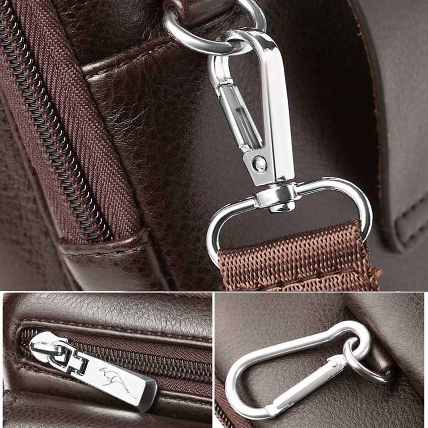 Interiør av elegant crossbody-veske for menn, med rom for smart organisering av hverdagens nødvendigheter.