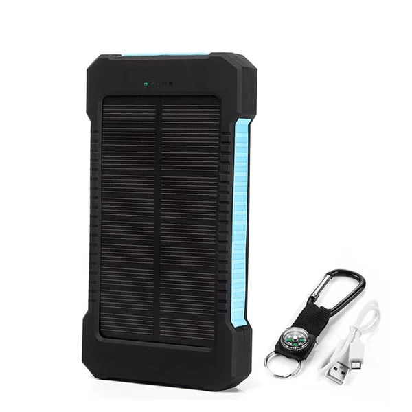 Svart bærbar solcellebatteri i naturen, fremhever dets funksjon som pålitelig strømkilde.