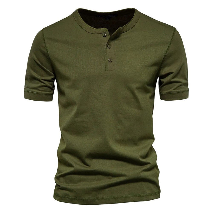Stilig menns Henley t-skjorte i bomull, med klassisk design og høy komfort for menn.
