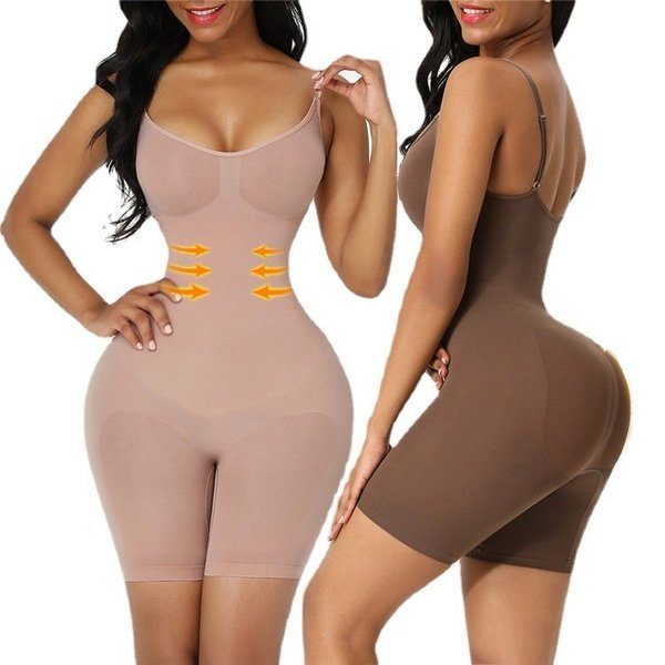 Knelengde dame shapewear, formgivende for mage og hofter, sikrer en glatt og kontrollert silhuett.