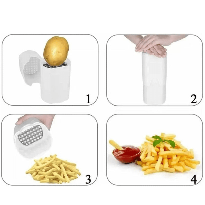 Sikker og brukervennlig pommes frites kutter. Få perfekte staver hver gang. Ideell grønnsakshakker.
