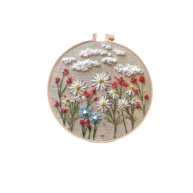 Komplett blomster broderisett for nybegynnere, med alt du trenger til enkel DIY dekorasjon.