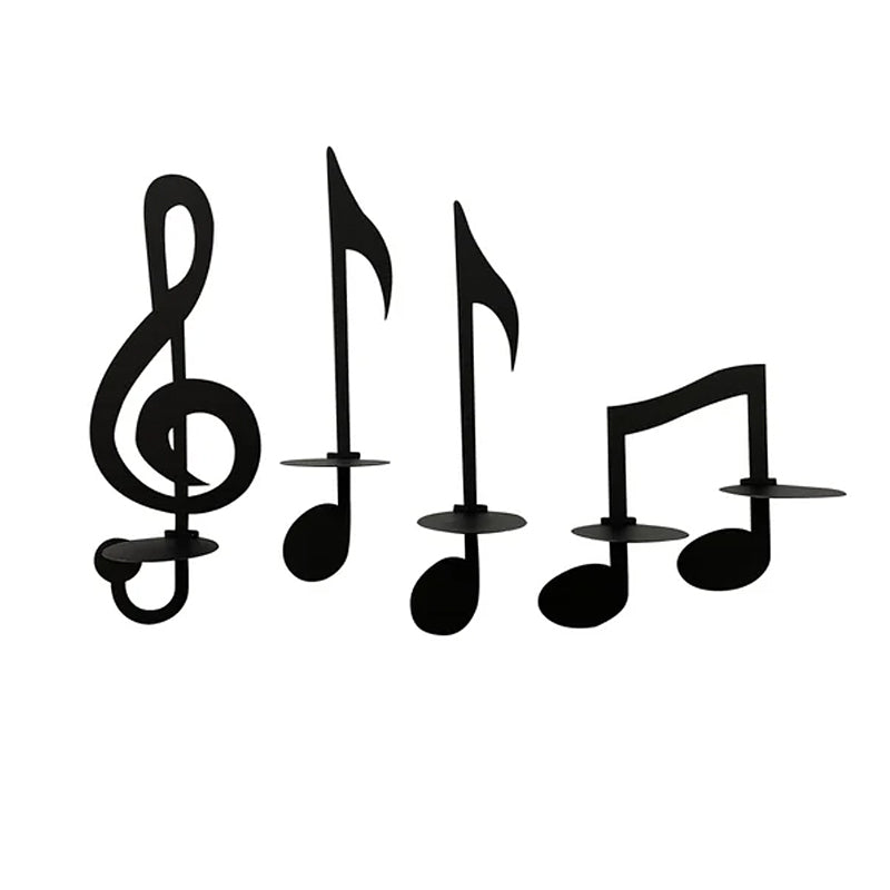 Svart musikknoter vegglysestake. En stilfull interiørdetalj som kombinerer kunst og funksjon.
