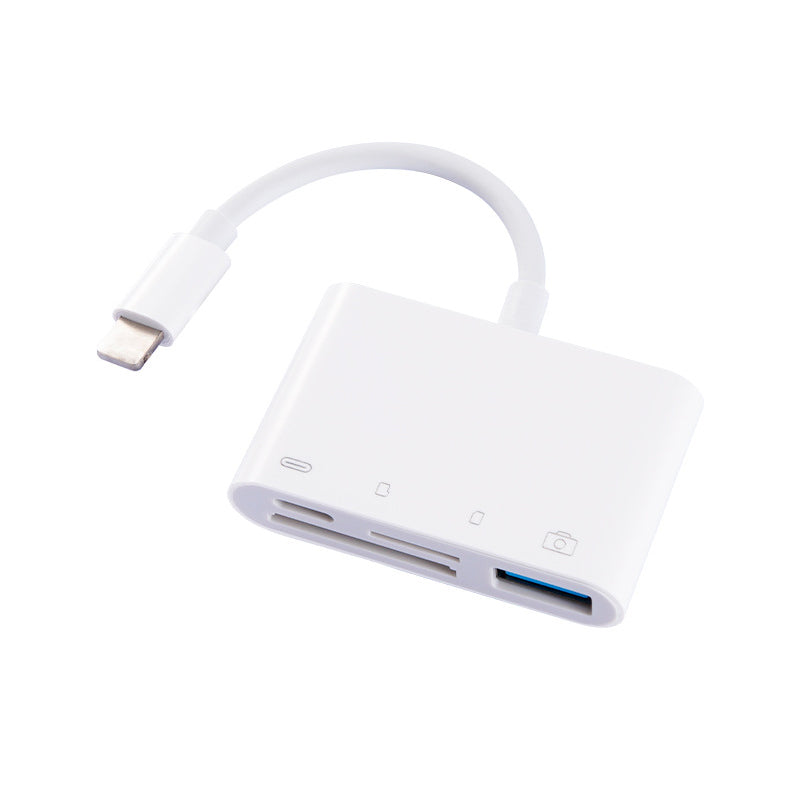 Kompakt universell minnekortleser for SD- og TF-kort, enkel dataoverføring til iPhone/Android via USB-C.
