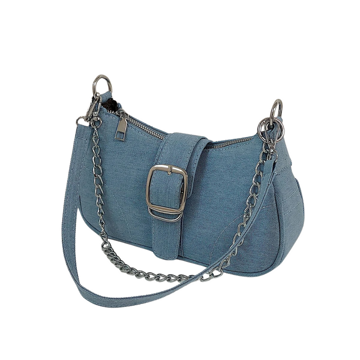 Lyseblå trendy crossbody-veske for kvinner, ideell for elegant håndfri hverdagsstil og mote.