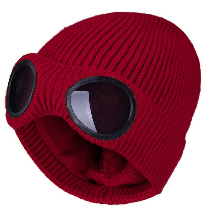 Stilig brillelue i fleecefôret akryl, utmerket for snowboarding, ski og vinter.
