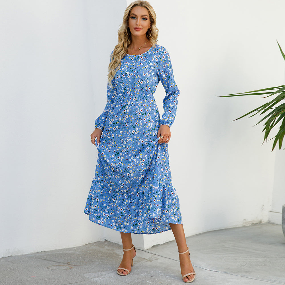 Vår- og sommerkjole i lett chiffon, perfekt for ferie, fest og fritid.
