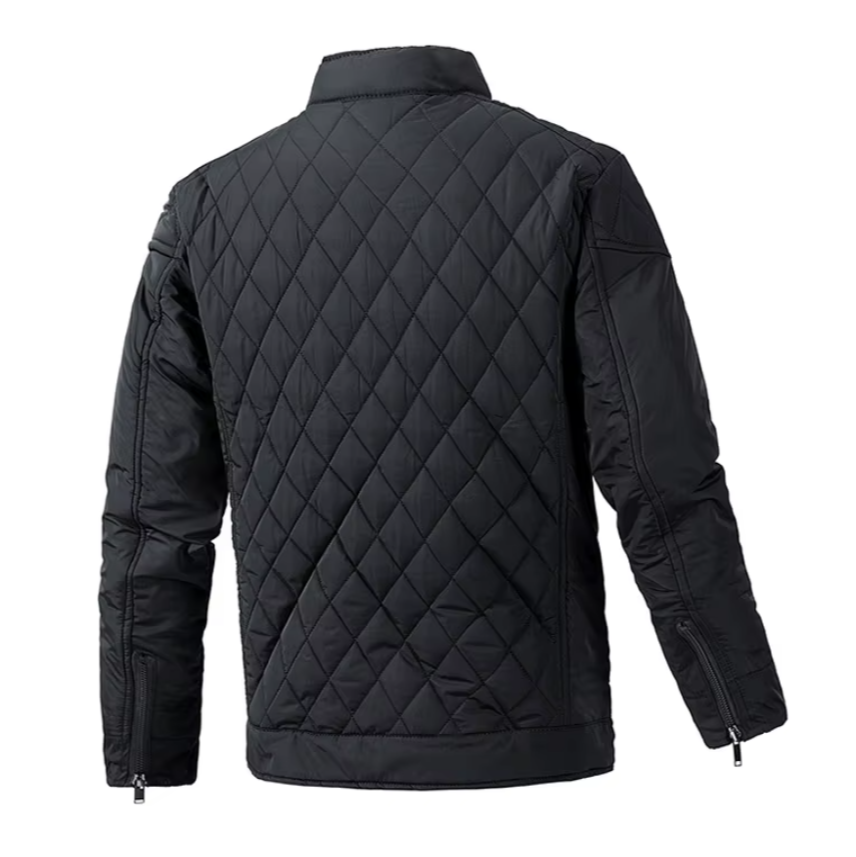 En moderne bomberjakke for menn, elegant og isolert for kaldere dager.