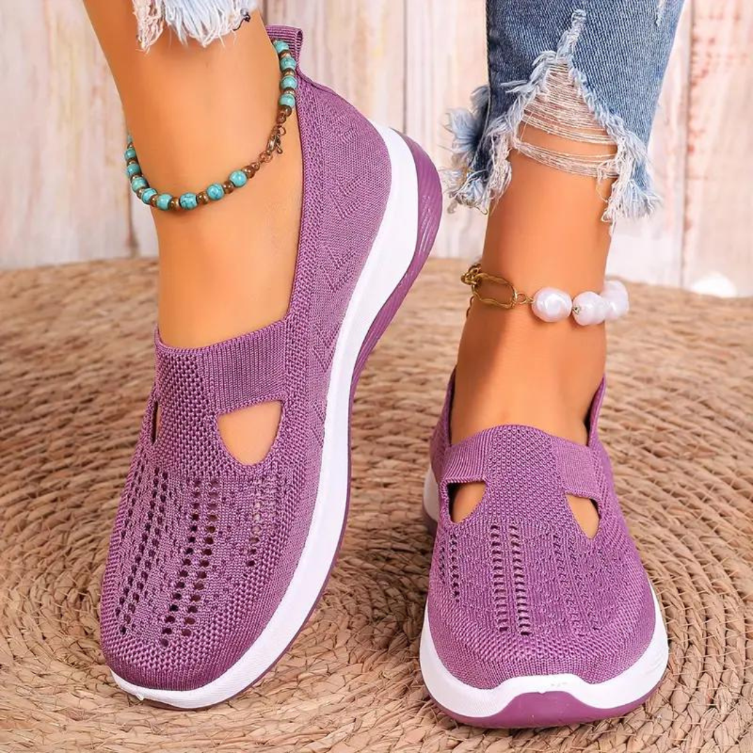 Pustende damesko i lavendel. Trendy fritidssko for komfortabel stil og hverdag.