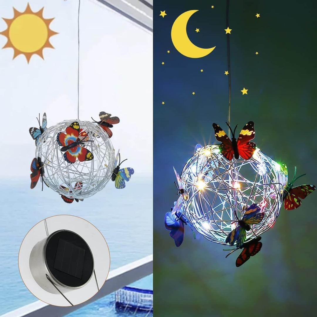 Sommerfugl orb med solceller, vakker hagedekor som lader om dagen og lyser om natten.