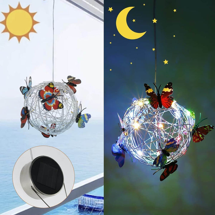 Sommerfugl orb med solceller, vakker hagedekor som lader om dagen og lyser om natten.