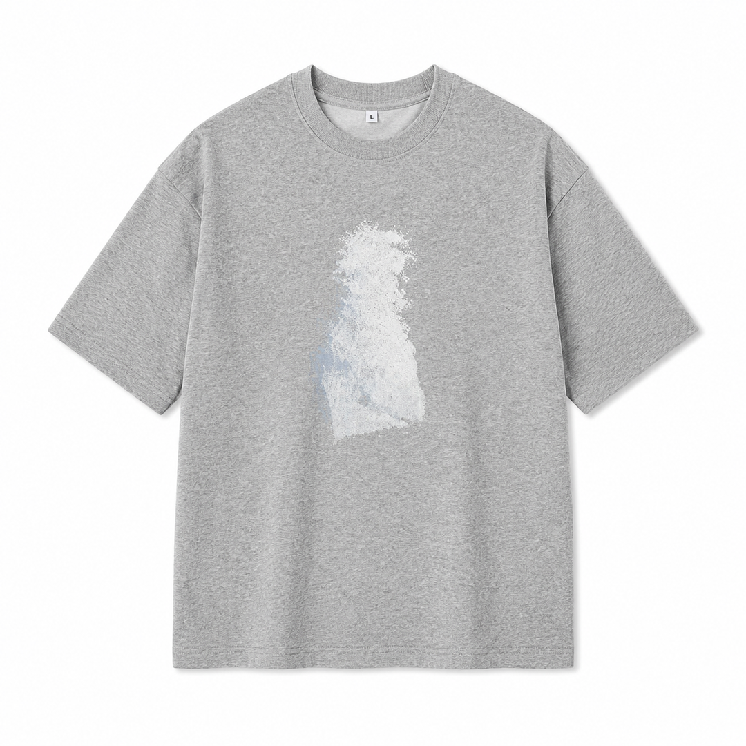 Avslappet herre bomull T-skjorte i grått og svart gradient rutemønster. Ideell for komfortabel sommer streetwear.