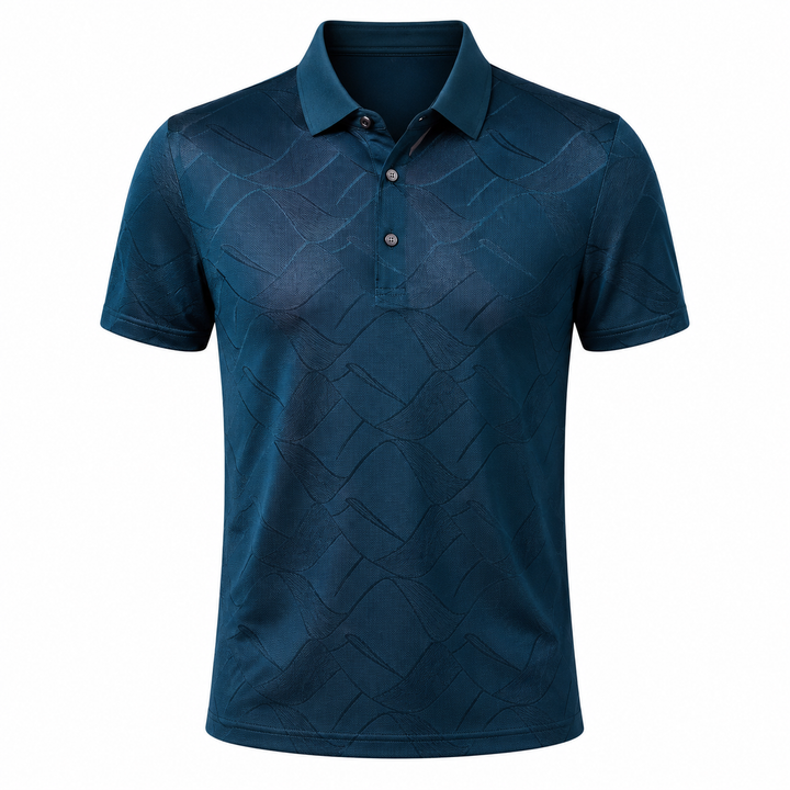 Herre slim fit poloskjorte i lyocell-silke. Elegant og pustende skjorte for business casual og sommer.