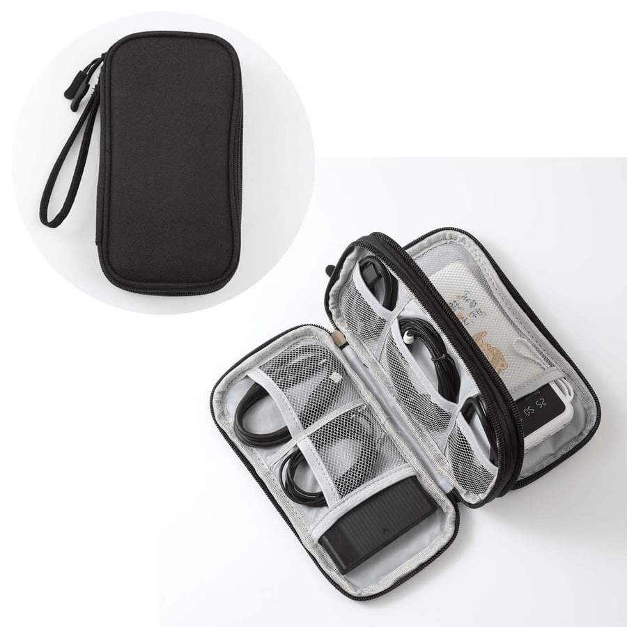 Elektronikkveske med 8 rom for kabler, ladere, SD-kort og hodetelefoner. Vanntett reiseorganisator for gadgets.