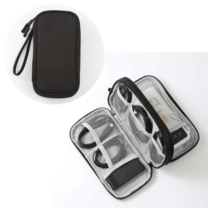 Elektronikkveske med 8 rom for kabler, ladere, SD-kort og hodetelefoner. Vanntett reiseorganisator for gadgets.