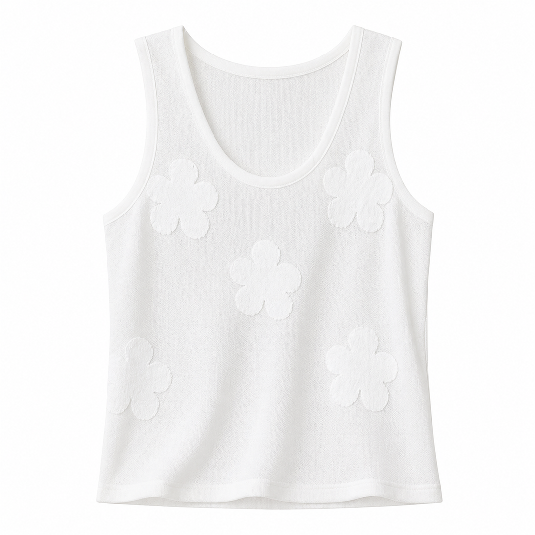 Dame strikket camisole topp med U-hals. Tidløs og allsidig sommertopp for hverdag.