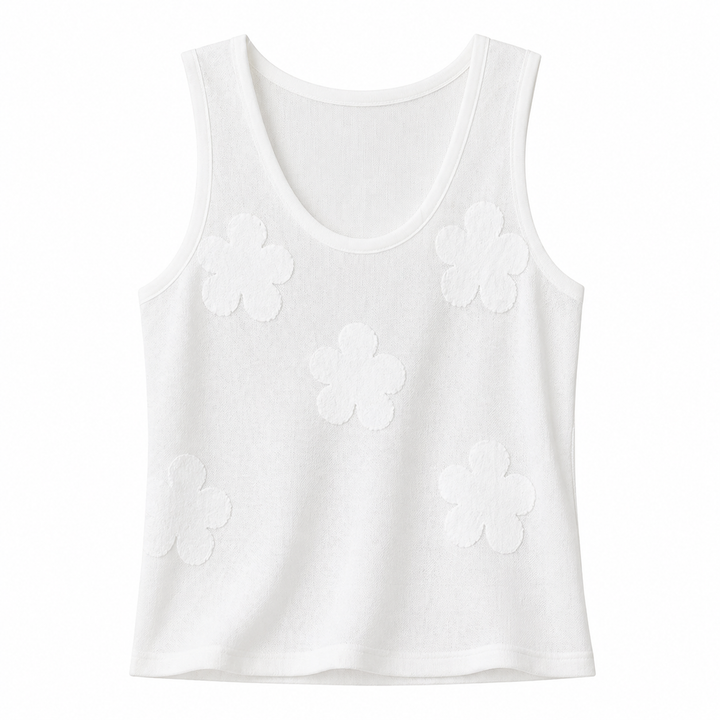 Dame strikket camisole topp med U-hals. Tidløs og allsidig sommertopp for hverdag.