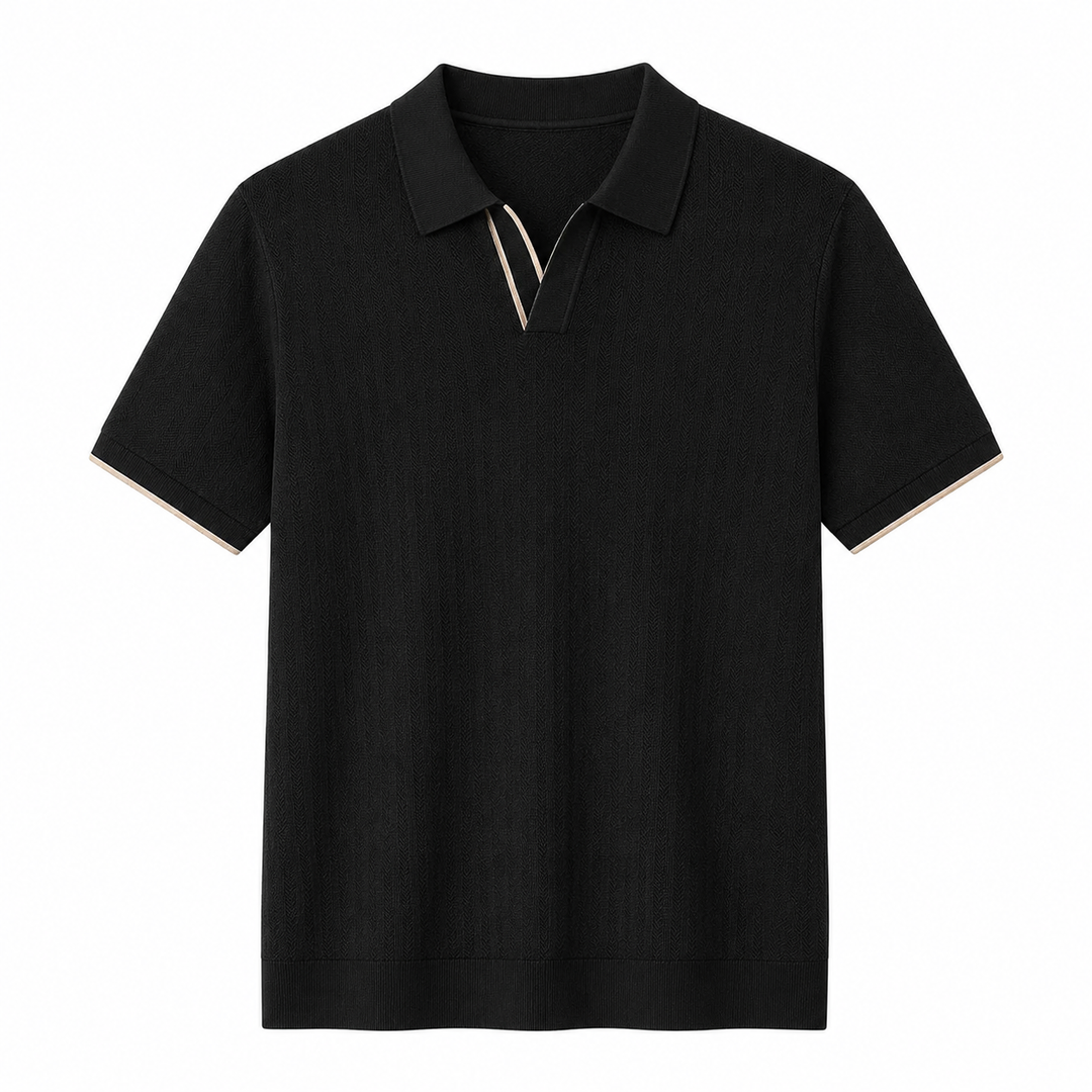 Komfortabel herre lyocell poloskjorte, strikket for en elegant og avslappet stil.