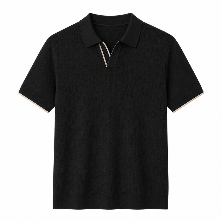 Komfortabel herre lyocell poloskjorte, strikket for en elegant og avslappet stil.