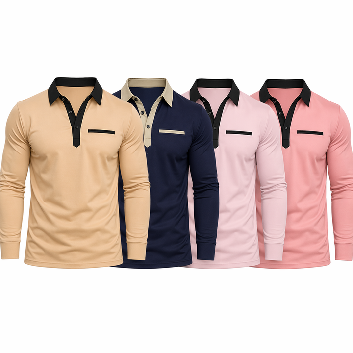 Stilfull langermet poloskjorte for menn. En komfortabel klassiker, ideell for business casual antrekk.