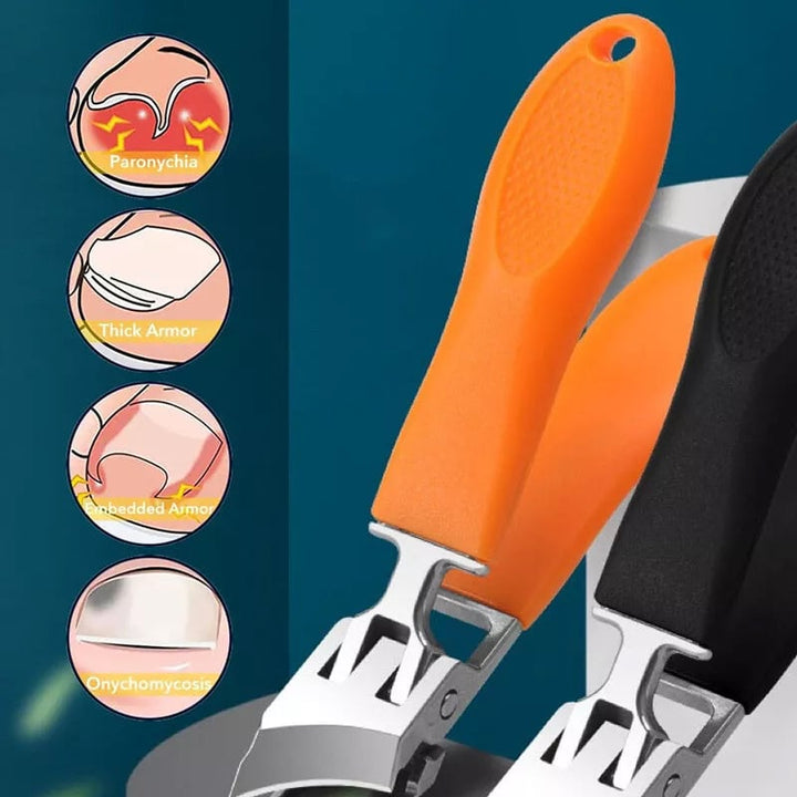 Skinnende negleklipper for manikyr, med ekstra bred kjeveåpning og smart anti-sprut oppsamler.