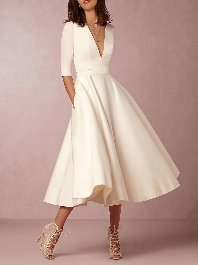 Elegant vintage stil a-linje kjole. Tidløs retro swingkjole for kvinner, flott til fest og hverdagsbruk.
