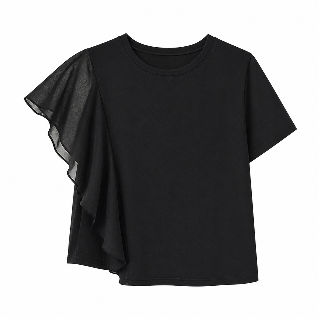 Lett chiffon t-skjorte til dame, pustende og elegant. Kortermet sommerbluse for komfortabel stil.