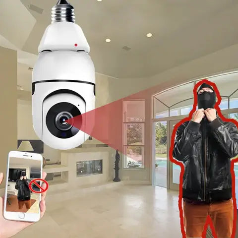 Sikkerhetskamera gadget med nattsyn, 360° panorering for komplett overvåkning av hjemmet.