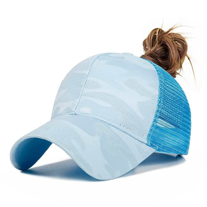 Hestehale baseballcaps for kvinner, justerbar med åpning bak for komfortabel passform under utendørsaktiviteter.