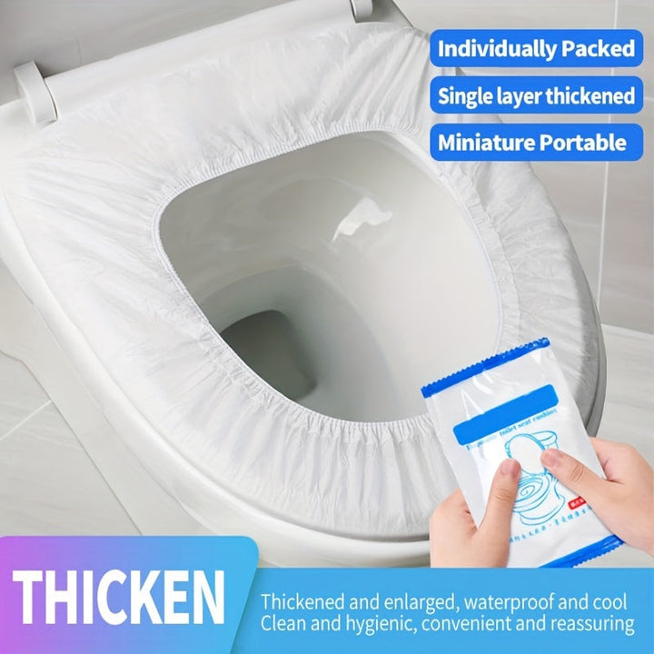 Engangs toalettsetetrekk med elastisk kant; hygienisk beskyttelse for offentlige toaletter og reise.
