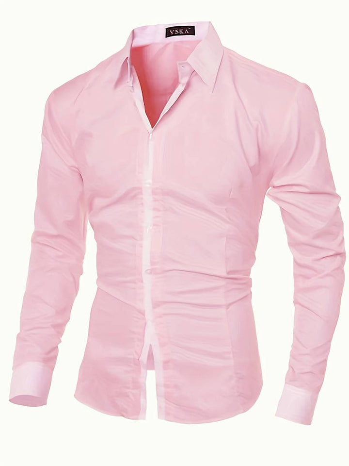Komfortabel herreskjorte i myk bomullsblanding. Casual button-up skjorte med diskret kontrastdesign.