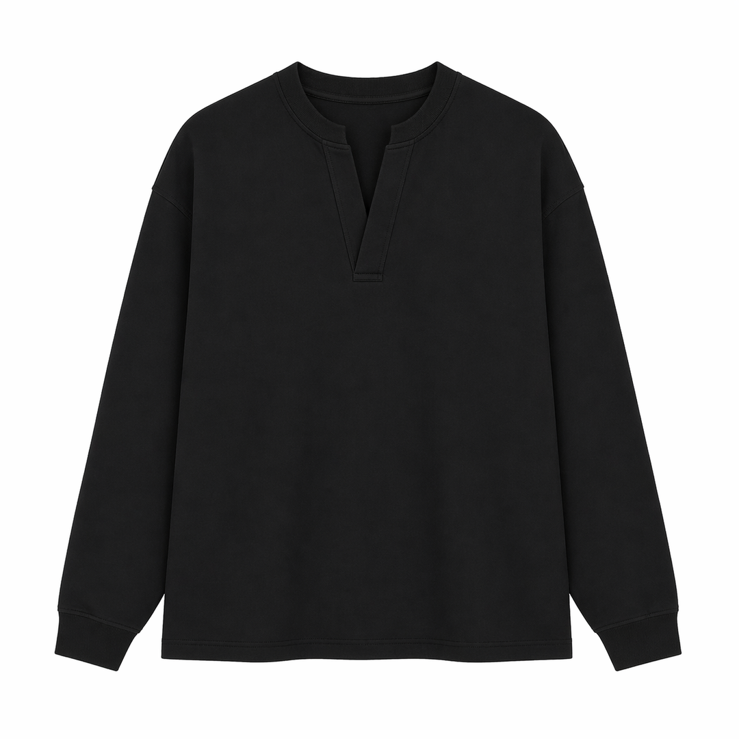 Allsidig langermet Henley herreskjorte, egnet for vår og casual bruk. Minimalistisk, pustende t-skjorte.