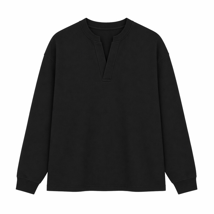 Allsidig langermet Henley herreskjorte, egnet for vår og casual bruk. Minimalistisk, pustende t-skjorte.
