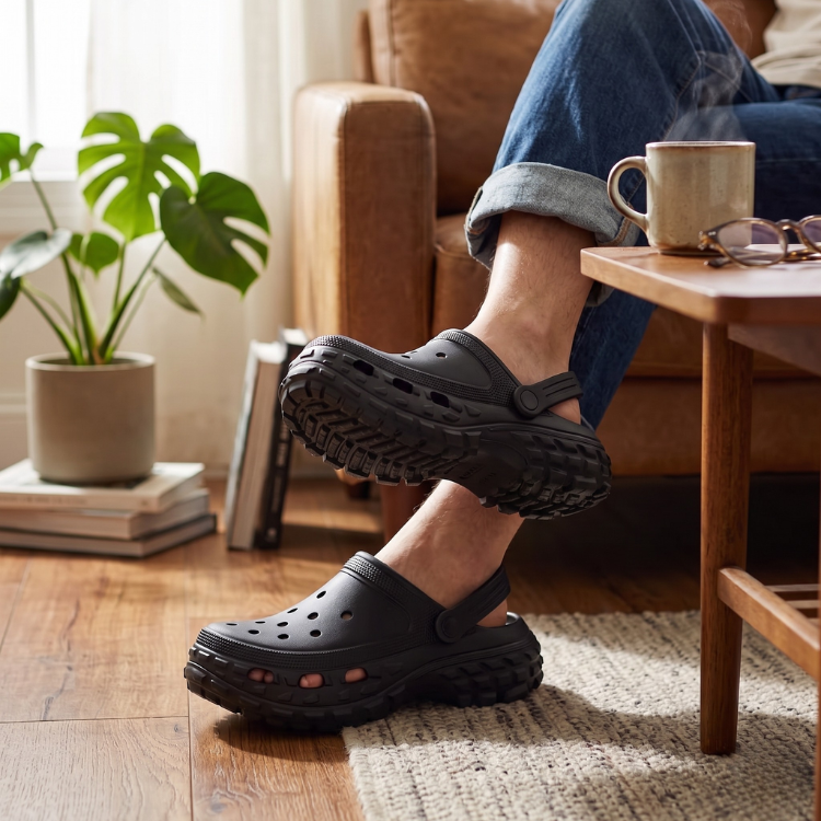 Komfortable unisex tøfler/clogs med anti-skli terrengsåle, ideelle som hverdagstøfler og fritidssko i alle miljøer.