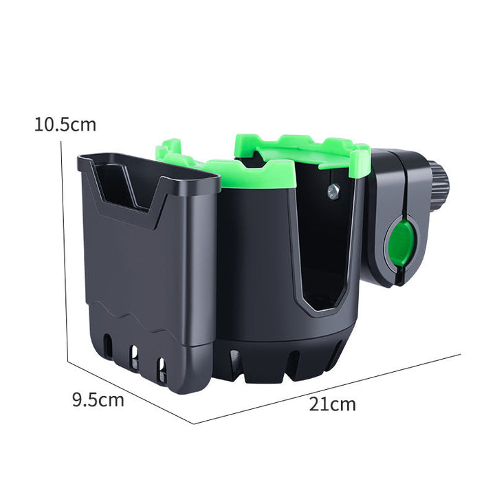 Universal mobil- og koppholder. Enkel festeanordning for barnevogn, sykkel, rullestol. Håndfri bekvemmelighet.