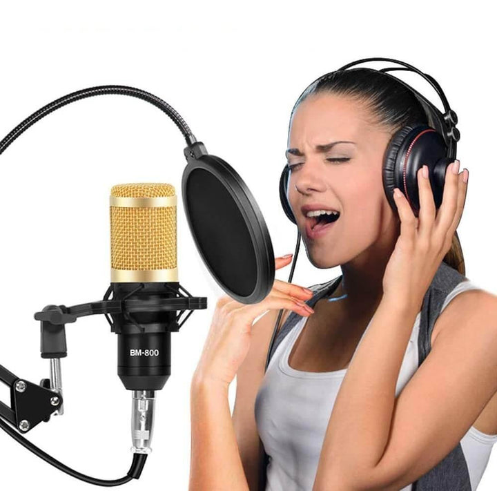 Profesjonelt BM800 kondensatormikrofonsett for studioinnspilling, streaming og podcasting.