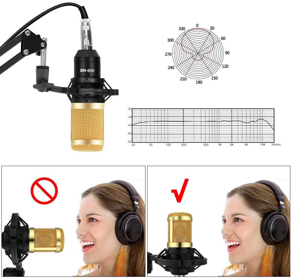 Fleksibelt justerbart armstativ sikrer optimal posisjonering av mikrofonen i ethvert studiooppsett.