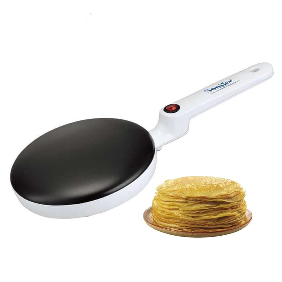 Elektrisk pannekakejern og crêpemaker for rask og enkel frokost. Nonstick-overflate.