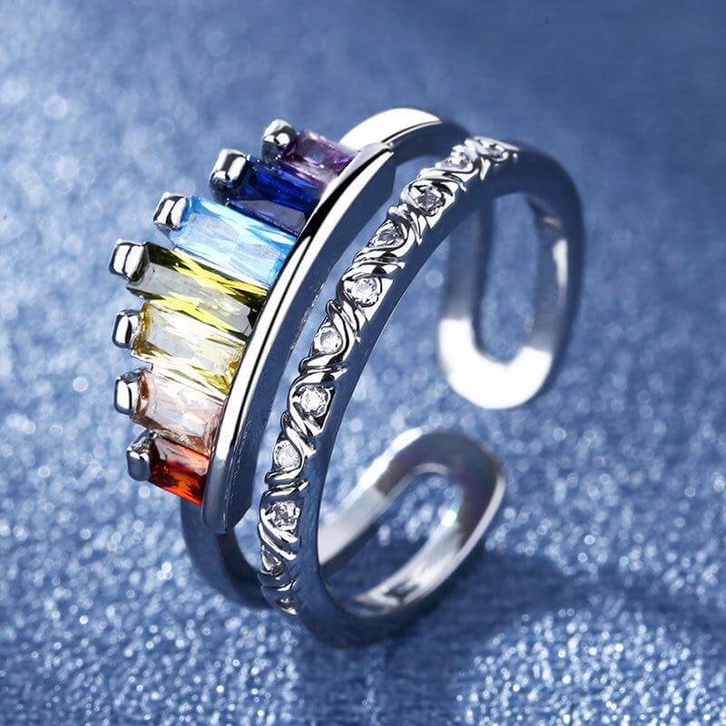 Kjærlighetsbudskap kronring for kvinner, justerbar passform, glitrende cubic zirconia smykker.