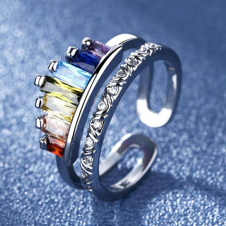 Kjærlighetsbudskap kronring for kvinner, justerbar passform, glitrende cubic zirconia smykker.