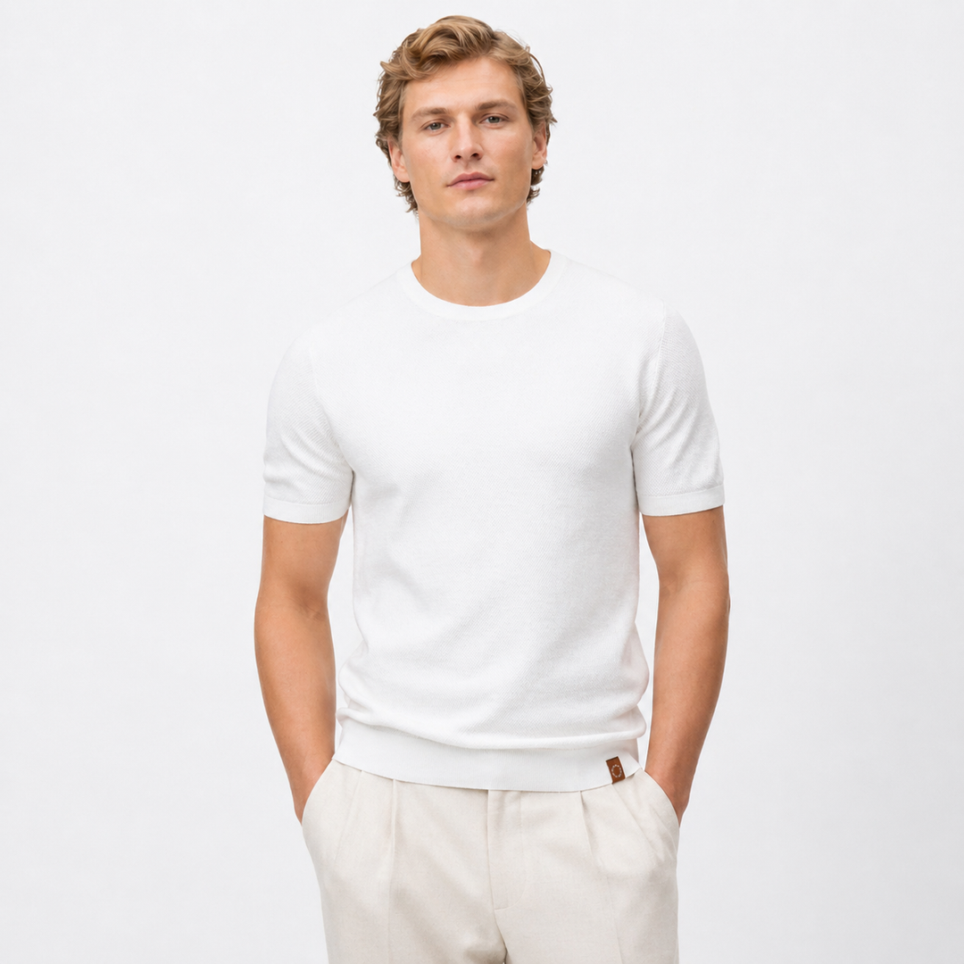 Herre Ice Silk t-skjorte, svalende og pustende for sommer. Lettvekt med rund hals, perfekt fritidsskjorte.