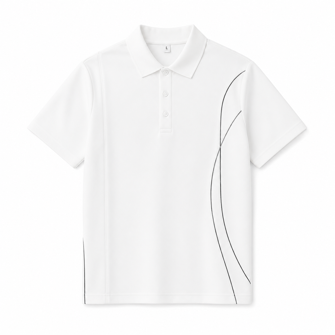 Kortermet herre t-skjorte: Japansk polo i hvit med avslappet passform, perfekt for casual sommerklær.