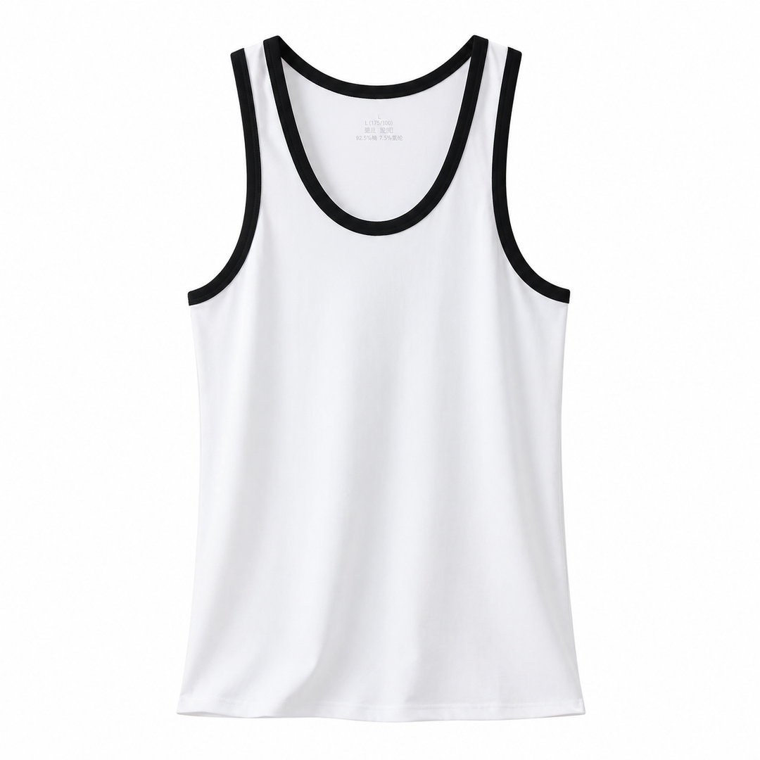 Sporty herresinglet i bomull med kontrastdesign, ideell for hverdagsbruk og aktivitet.