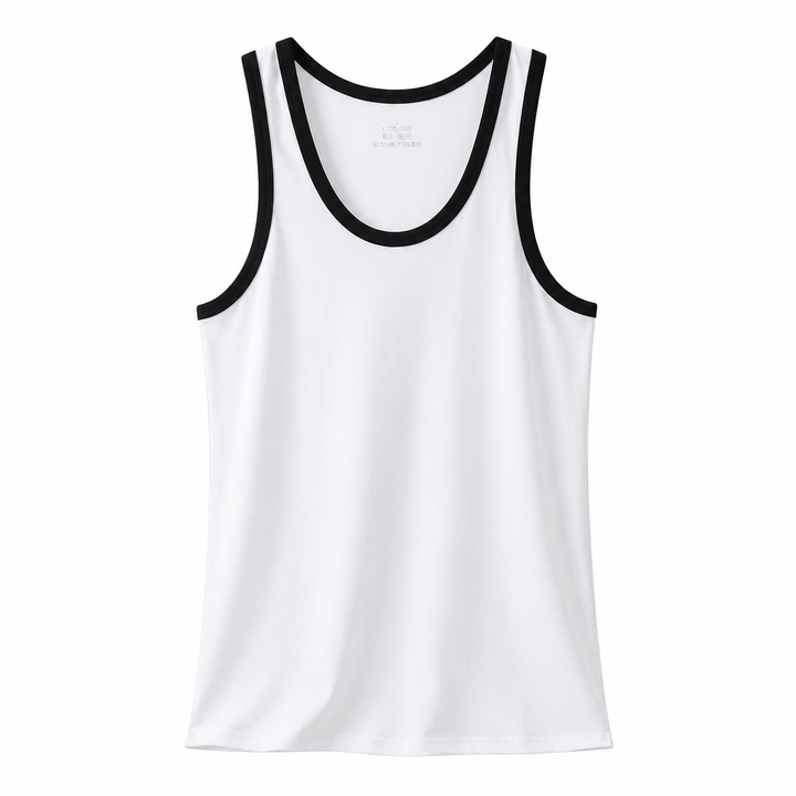 Sporty herresinglet i bomull med kontrastdesign, ideell for hverdagsbruk og aktivitet.