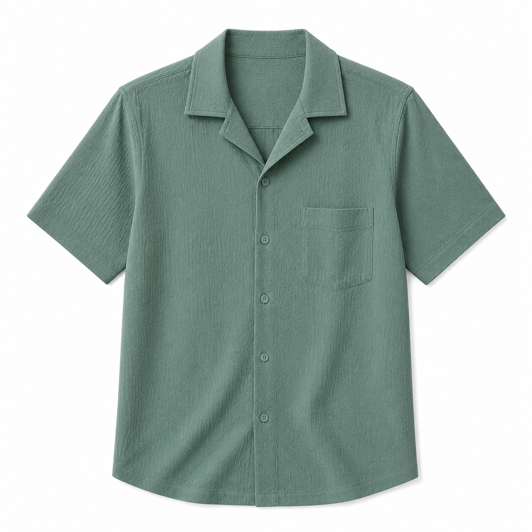 Menns casual sommertopp, retro herreskjorte med cubansk krage for ferie og streetwear.