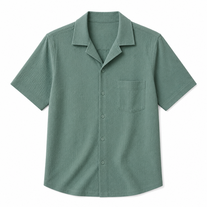 Menns casual sommertopp, retro herreskjorte med cubansk krage for ferie og streetwear.