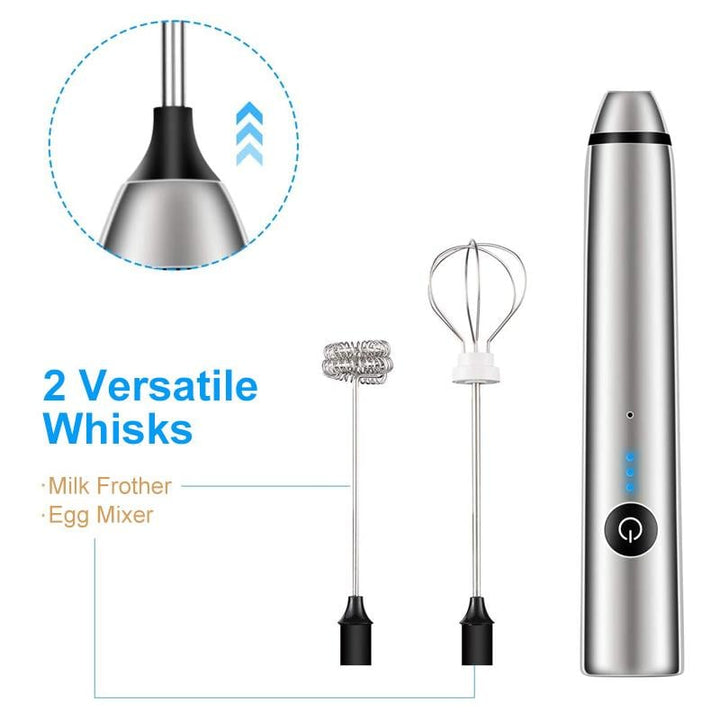 Kompakt håndholdt elektrisk melkeskummer. Bærbar USB-ladbar visp for alle dine drikke- og bakebehov.