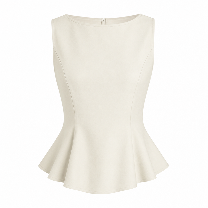 Trendy ryggløs tanktopp for kvinner med stilige rynker og justerbare knytebånd. Komfortabel og elegant.