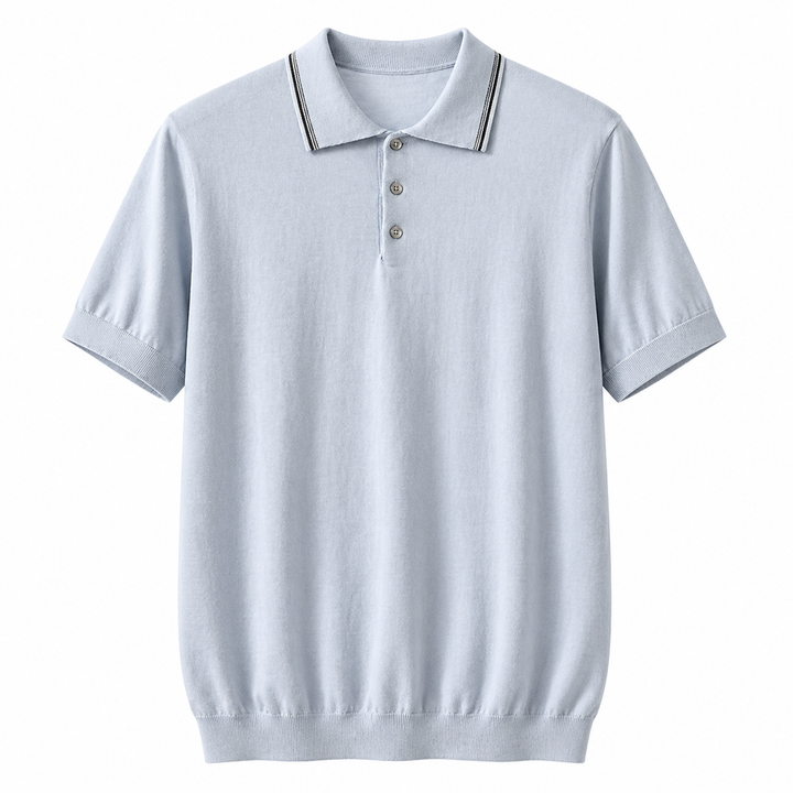 Myk og lett herre polo i silke/kasjmir strikk. Luksus komfort for en stilfull look.
