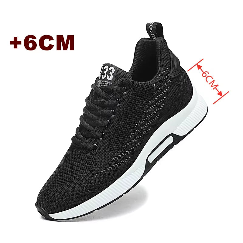 Komfortable menns sporty joggesko, høydeøkende sneakers med 6 cm diskret forbedring.